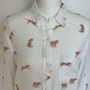 Blouse Rails women’s Charlie Cheetah print Linen blend size Small